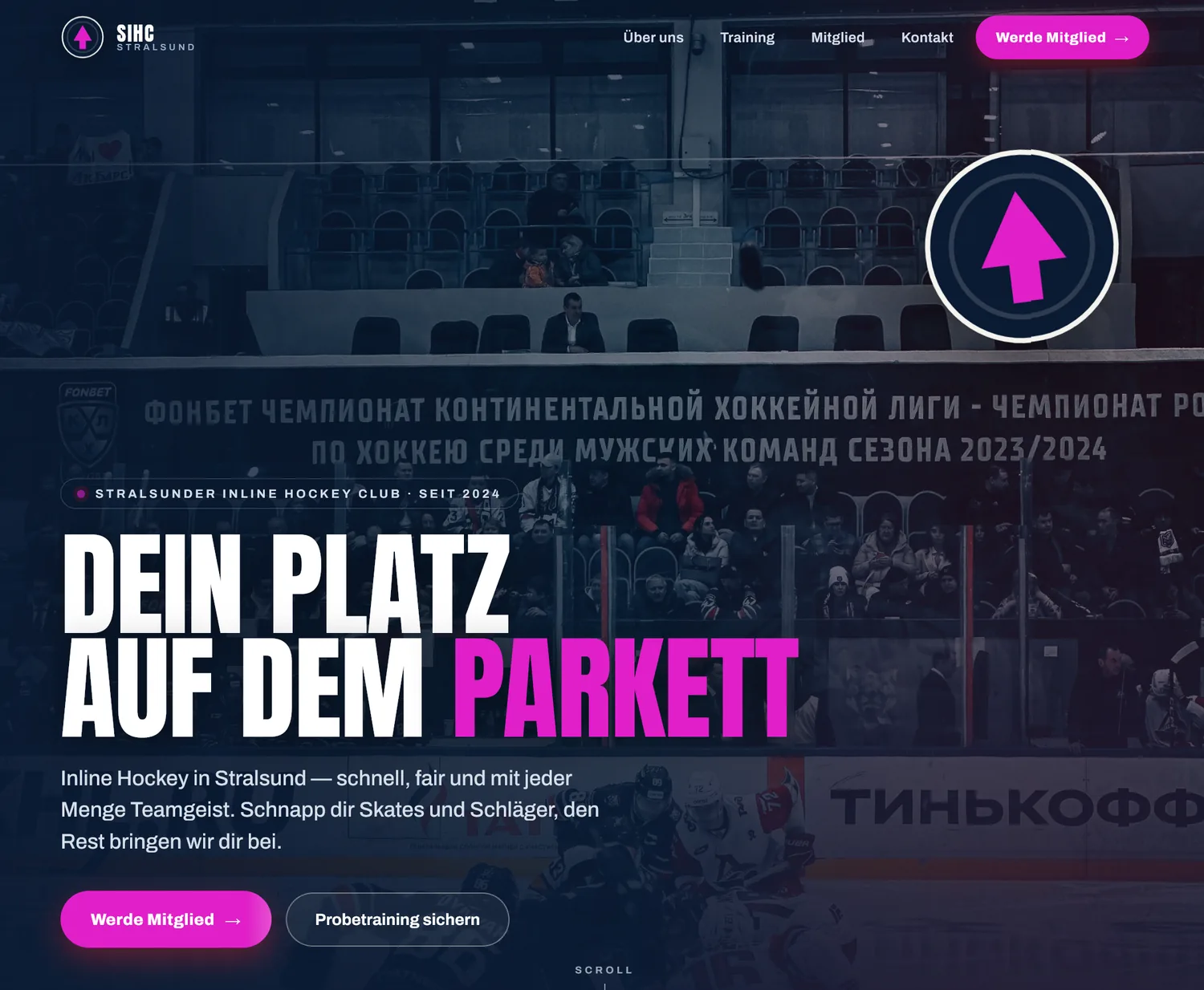Website-Ausschnitt: inlinehockey-stralsund.de — Stralsunder Inline-Hockey-Club