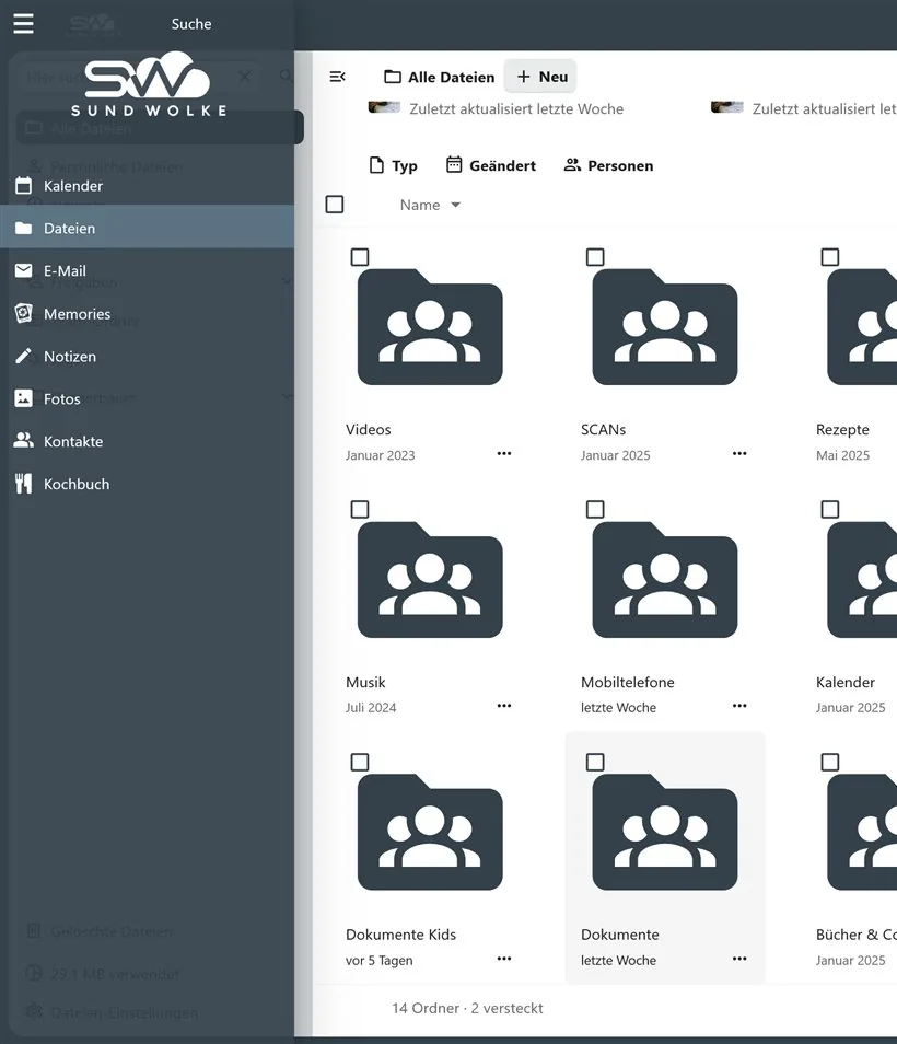 SundWolke — eigene Nextcloud-Oberfläche